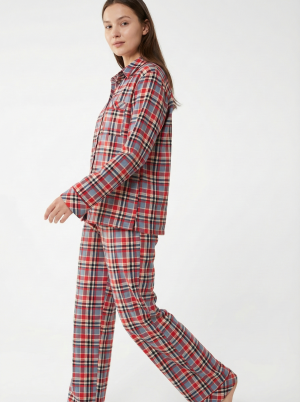 Կանացի Հավաքածու Վանդակավոր Վերնաշապիկ Տաբատով